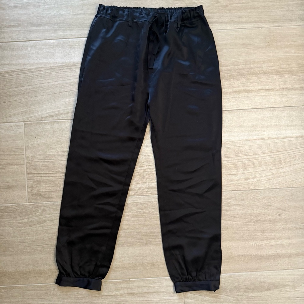 Nili Lotan Black Silk Drawstring Joggers 8